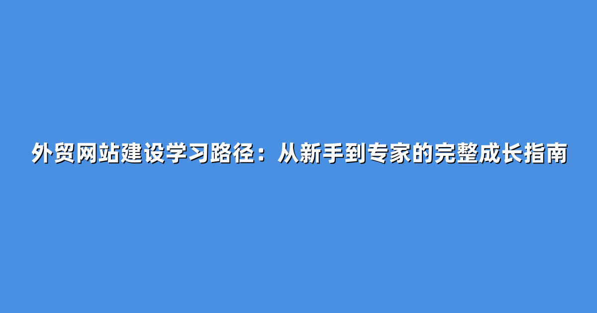 外贸网站建设学习路径：从新手到专家的完整成长指南