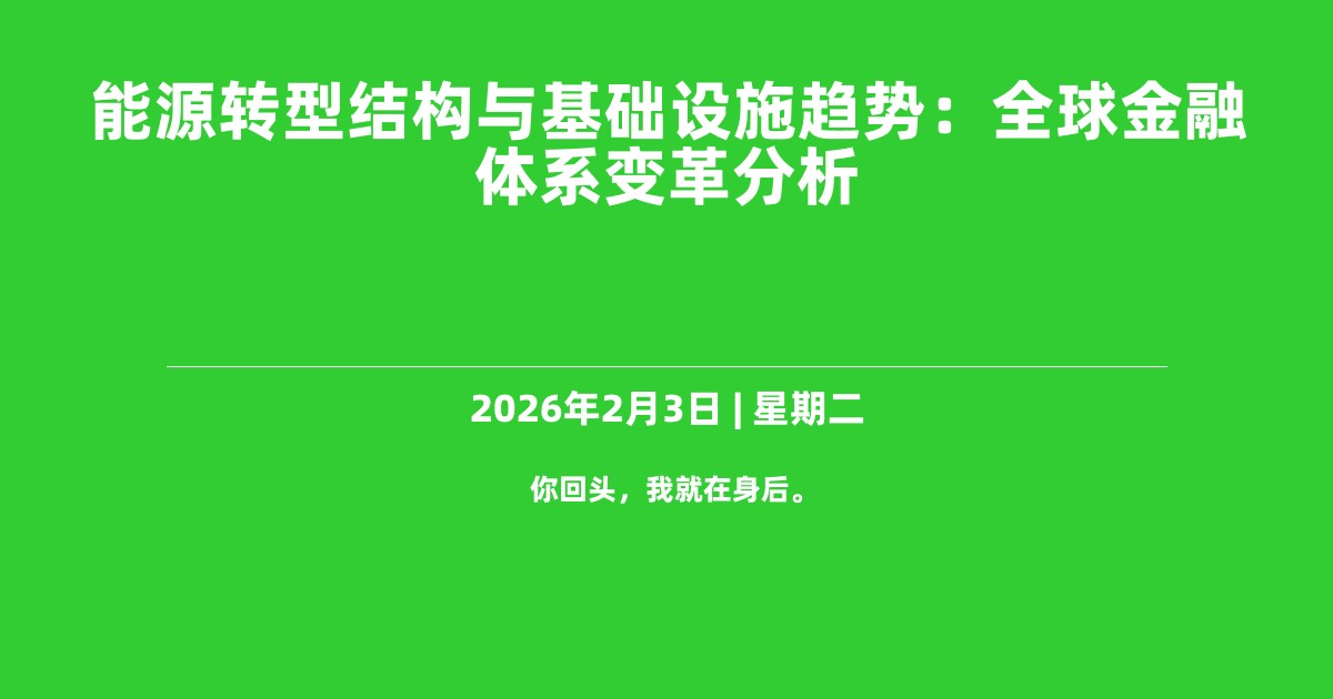 能源转型结构与基础设施趋势：全球金融体系变革分析