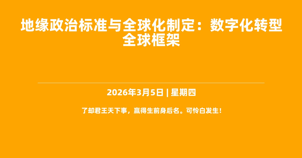 地缘政治标准与全球化制定：数字化转型全球框架