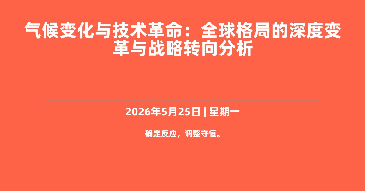 气候变化与技术革命：全球格局的深度变革与战略转向分析