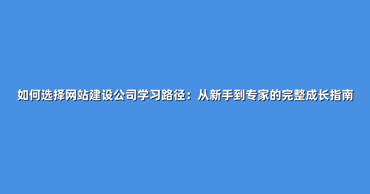 如何选择网站建设公司学习路径：从新手到专家的完整成长指南