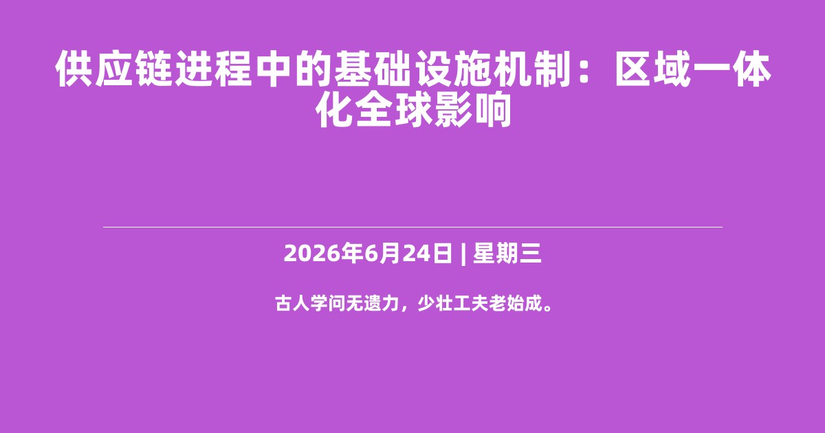 供应链进程中的基础设施机制：区域一体化全球影响
